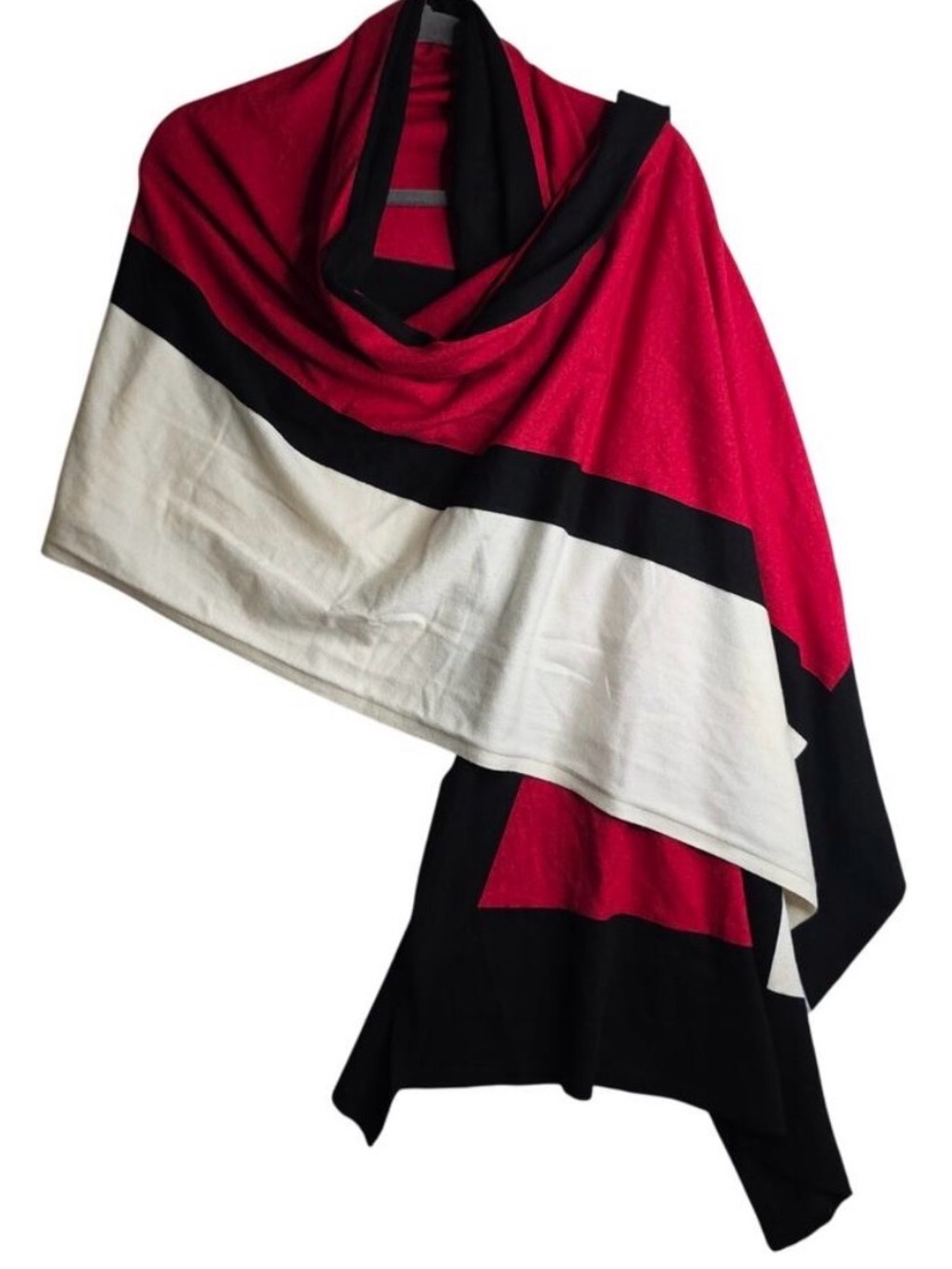NWT Chicos Travel Wrap Colorblock - Red Black Stripe